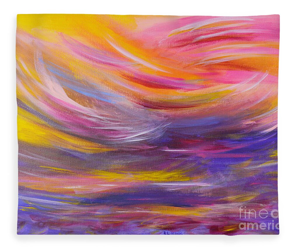 Abstract Painting Fleece Blanket featuring the painting A Peaceful Heart - Abstract Painting by Robyn King
