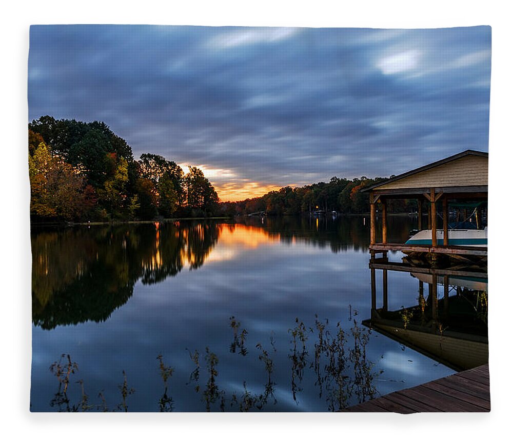 Da 18-135 Wr Fleece Blanket featuring the photograph A Peaceful Morning at the Lake by Lori Coleman