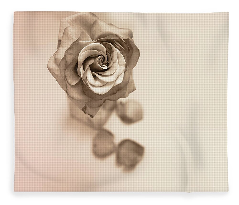 Minimalism Fleece Blanket featuring the photograph A Petal Falls by Jennifer Grossnickle