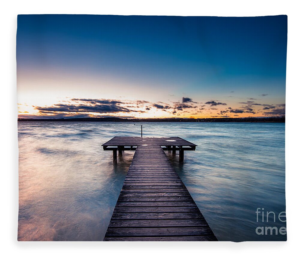 Ammersee Fleece Blanket featuring the photograph A Stormy Day Ends by Hannes Cmarits