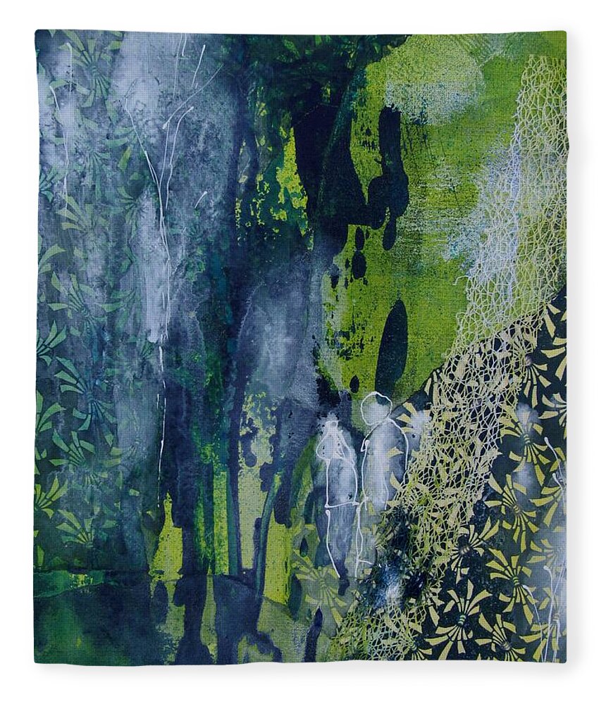 Collage Fleece Blanket featuring the painting A Walk in the Park by Louise Adams