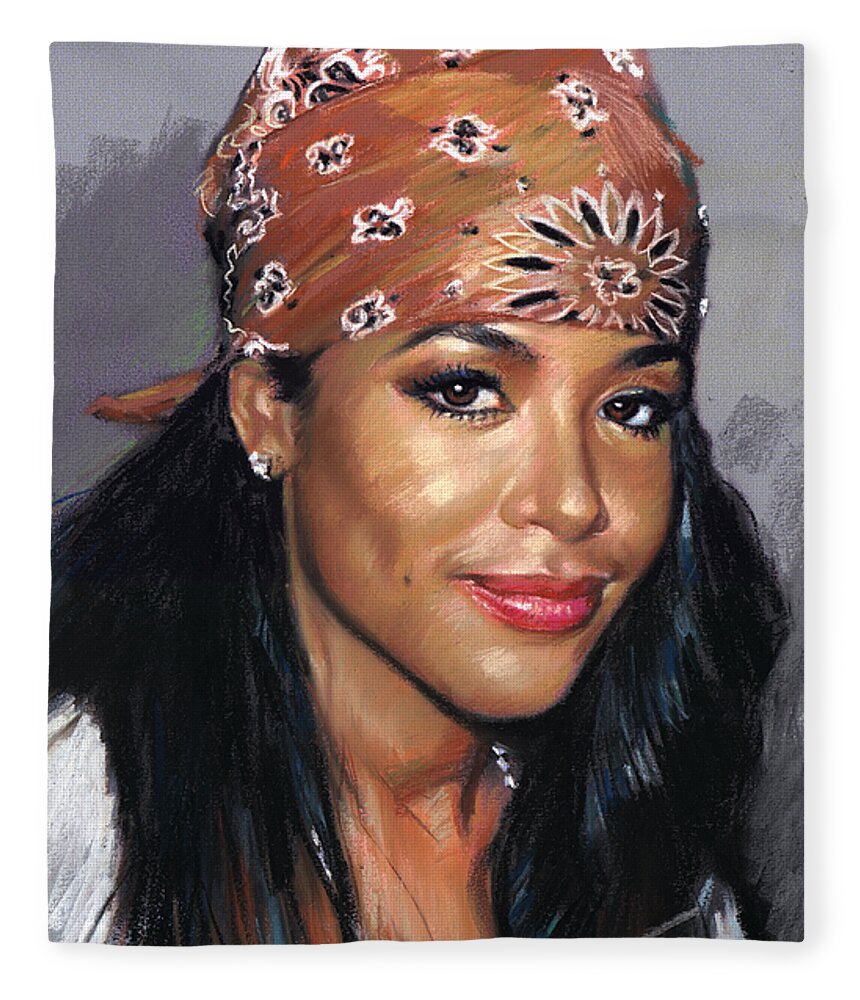 Aaliyah Dana Haughton Fleece Blanket featuring the pastel Aaliyah Dana Haughton by Ylli Haruni