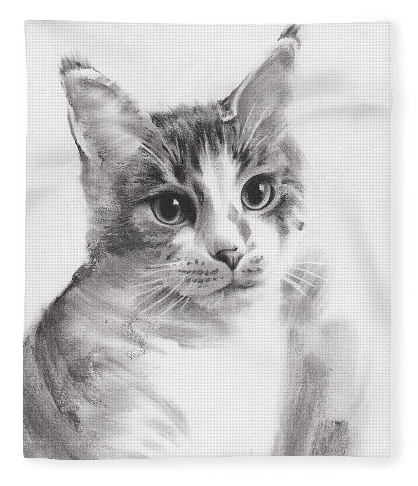 Figurative Fleece Blanket featuring the drawing Abbie by Paul Davenport