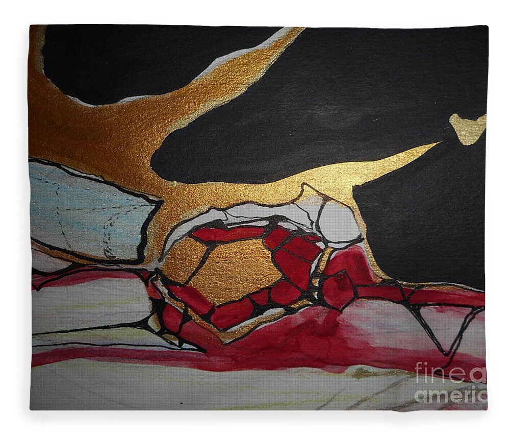 Katerina Stamatelos Fleece Blanket featuring the painting Abstract-11 by Katerina Stamatelos