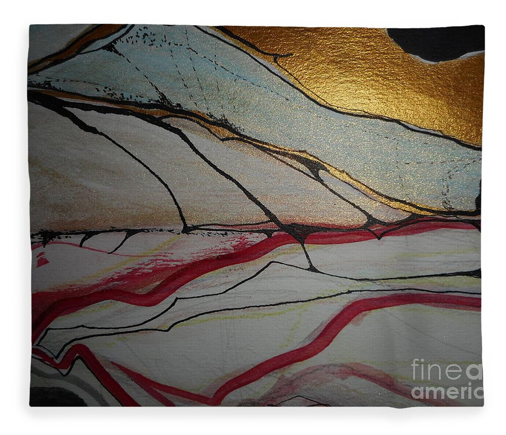 Katerina Stamatelos Fleece Blanket featuring the painting Abstract-12 by Katerina Stamatelos