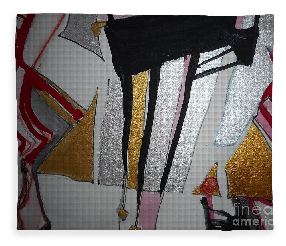 Katerina Stamatelos Fleece Blanket featuring the painting Abstract-13 by Katerina Stamatelos