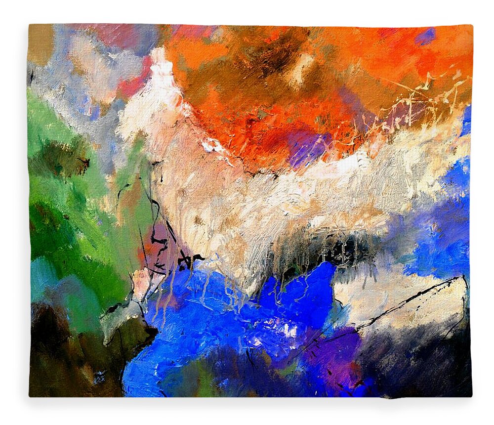 Abstract Fleece Blanket featuring the painting Abstract 7751303 by Pol Ledent