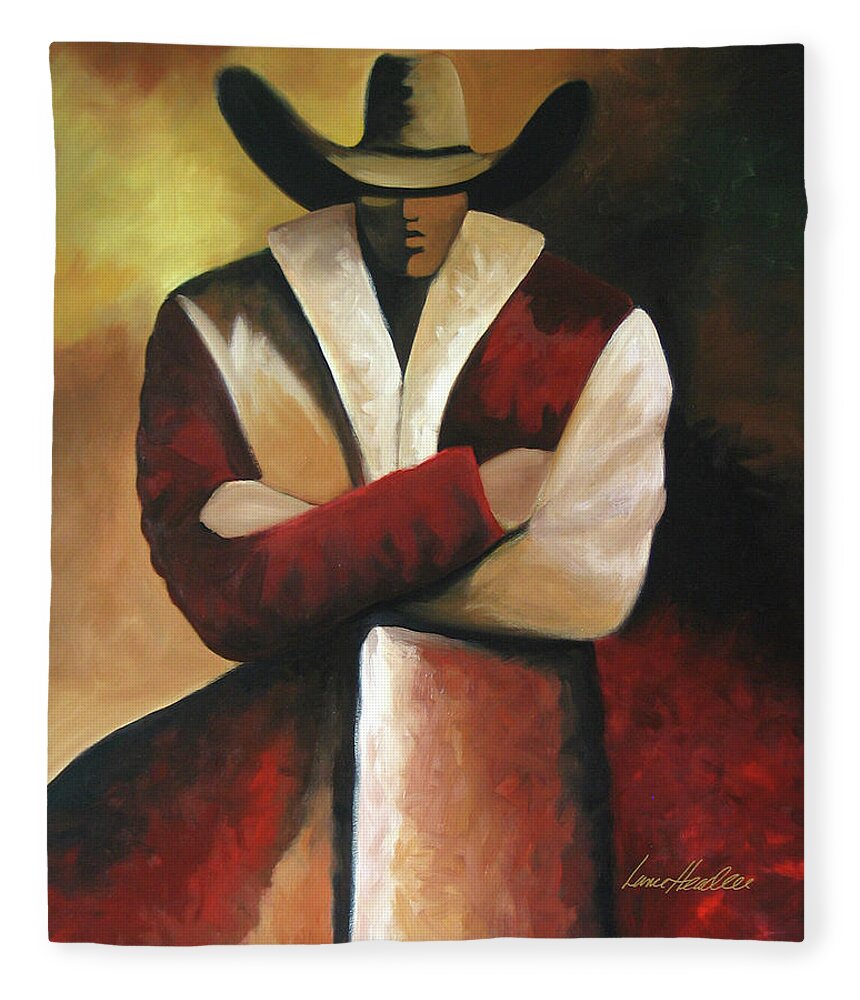  Fleece Blanket featuring the painting Abstract Cowboy by Lance Headlee