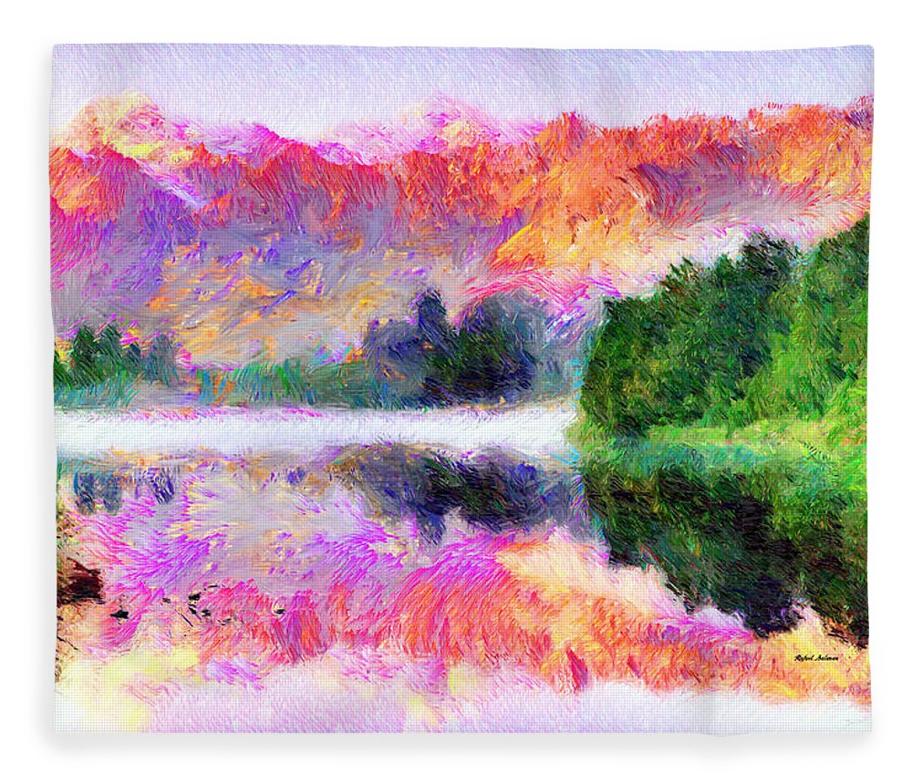 Rafael Salazar Fleece Blanket featuring the mixed media Abstract Landscape 0743 by Rafael Salazar