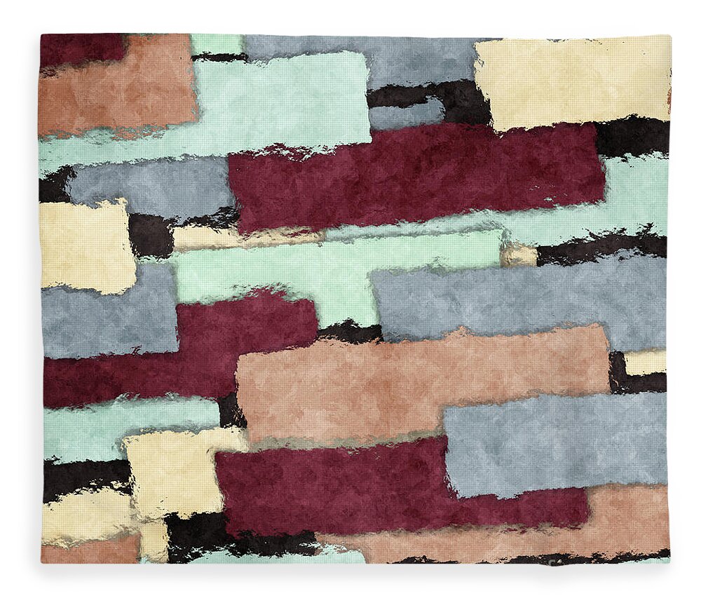 Pattern Fleece Blanket featuring the digital art Abstract Patchwork by Phil Perkins