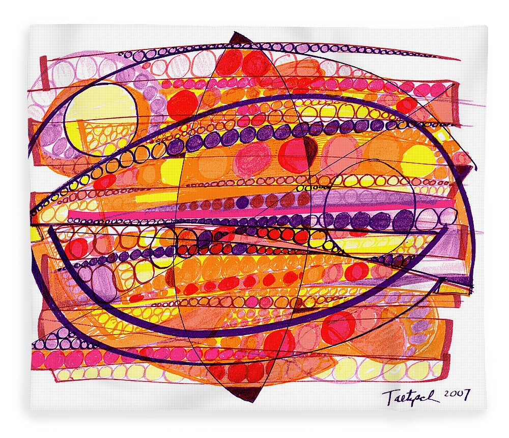 Abstract Art Fleece Blanket featuring the drawing Abstract Pen Drawing Fourteen by Lynne Taetzsch