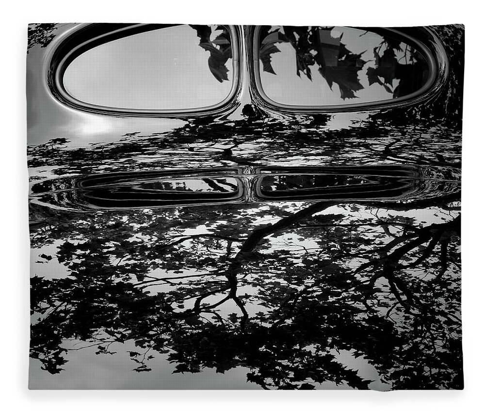 Vehicle Fleece Blanket featuring the photograph Abstract Reflection BW SQ II - Vehicle by David Gordon