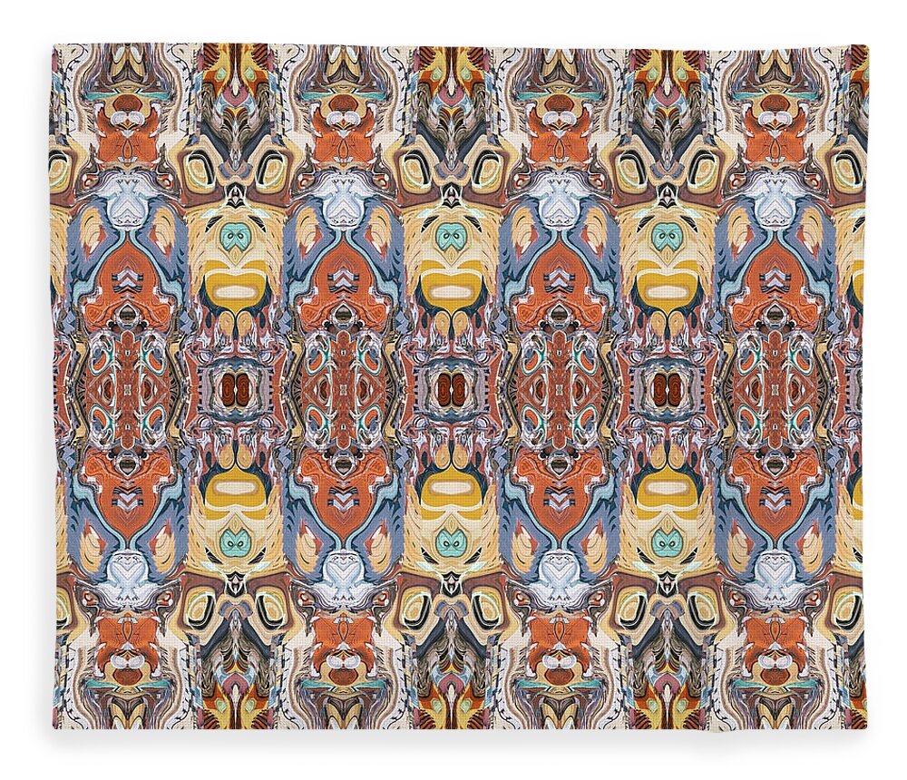 Masks Fleece Blanket featuring the digital art Abstract Tribal Pattern by Phil Perkins