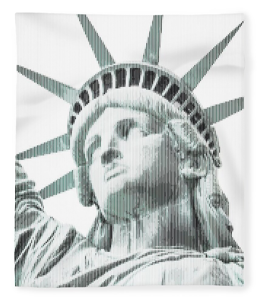 Landmark Fleece Blanket featuring the painting Abstract Vertical line of Statue of Liberty by Celestial Images