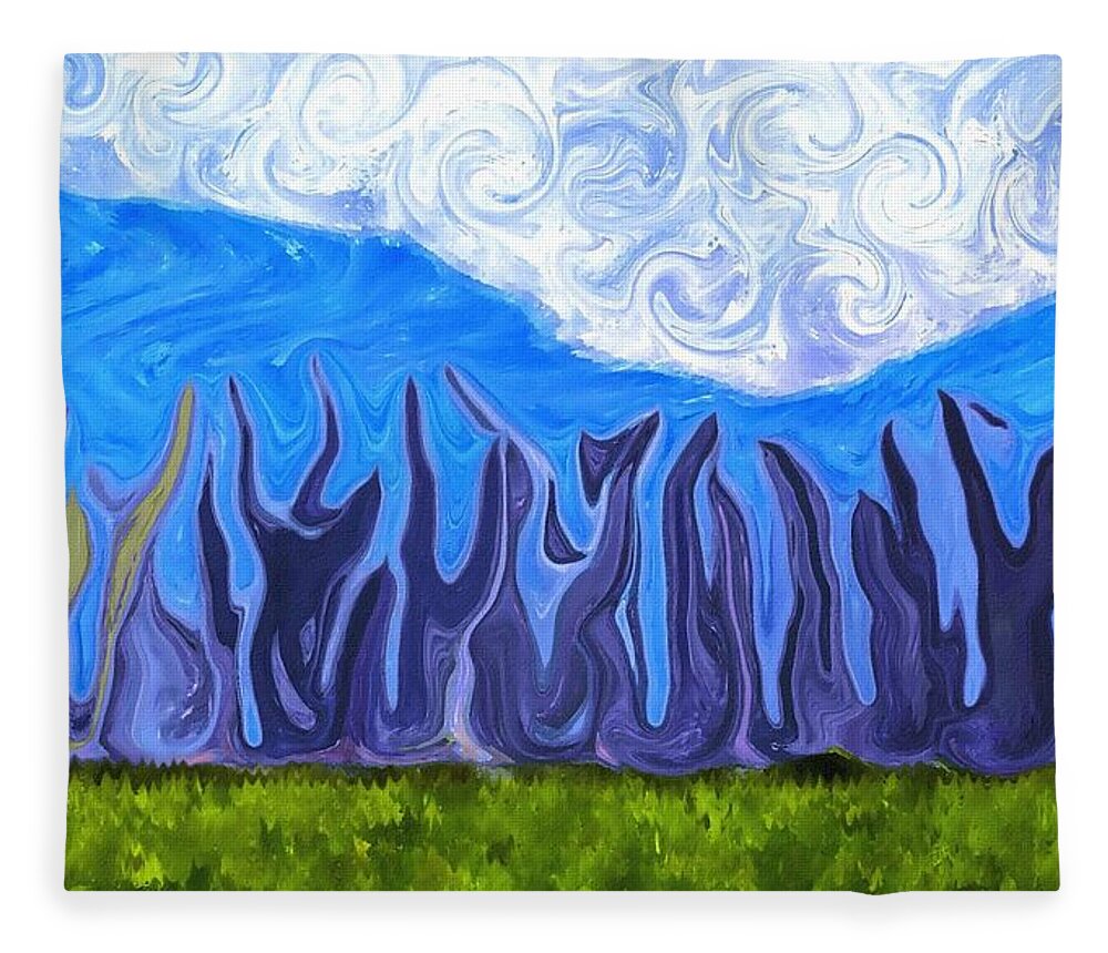 Abstract Fleece Blanket featuring the digital art Abstract Wood Landscape Scene by Delynn Addams