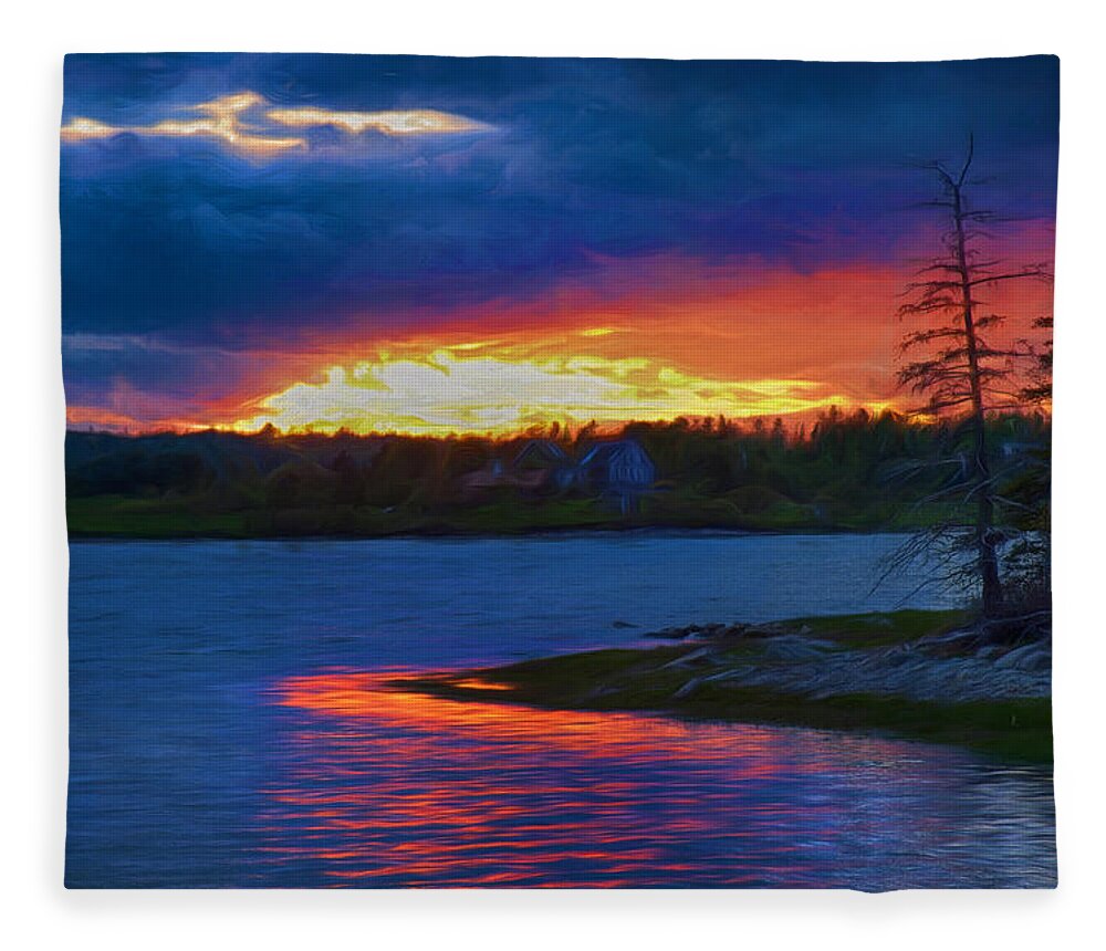 Acadia National Park Fleece Blanket featuring the photograph Acadia Maine sunset by Jeff Folger