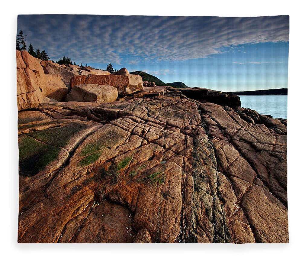 Acadia Fleece Blanket featuring the photograph Acadia Rocks by Neil Shapiro