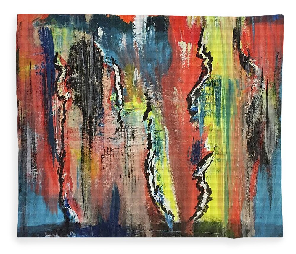 Painting Fleece Blanket featuring the painting Acid Rain by Laura Jaffe