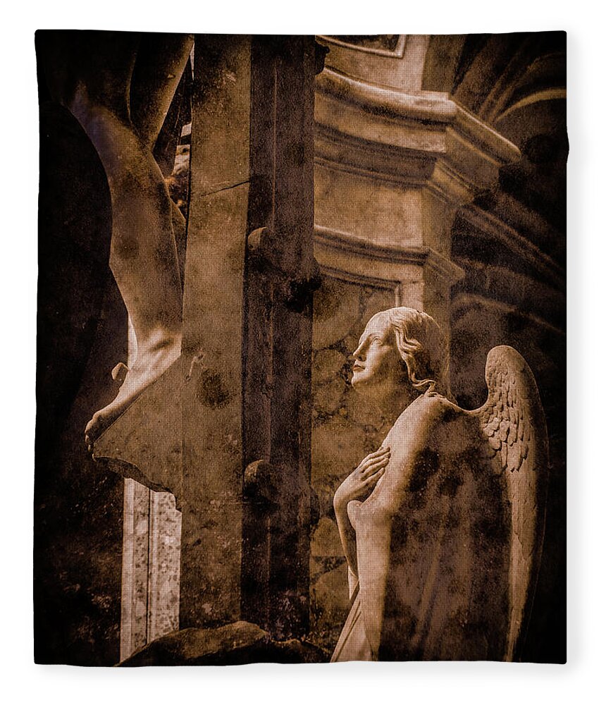 Angel Fleece Blanket featuring the photograph Paris, France - Adoring Angel by Mark Forte