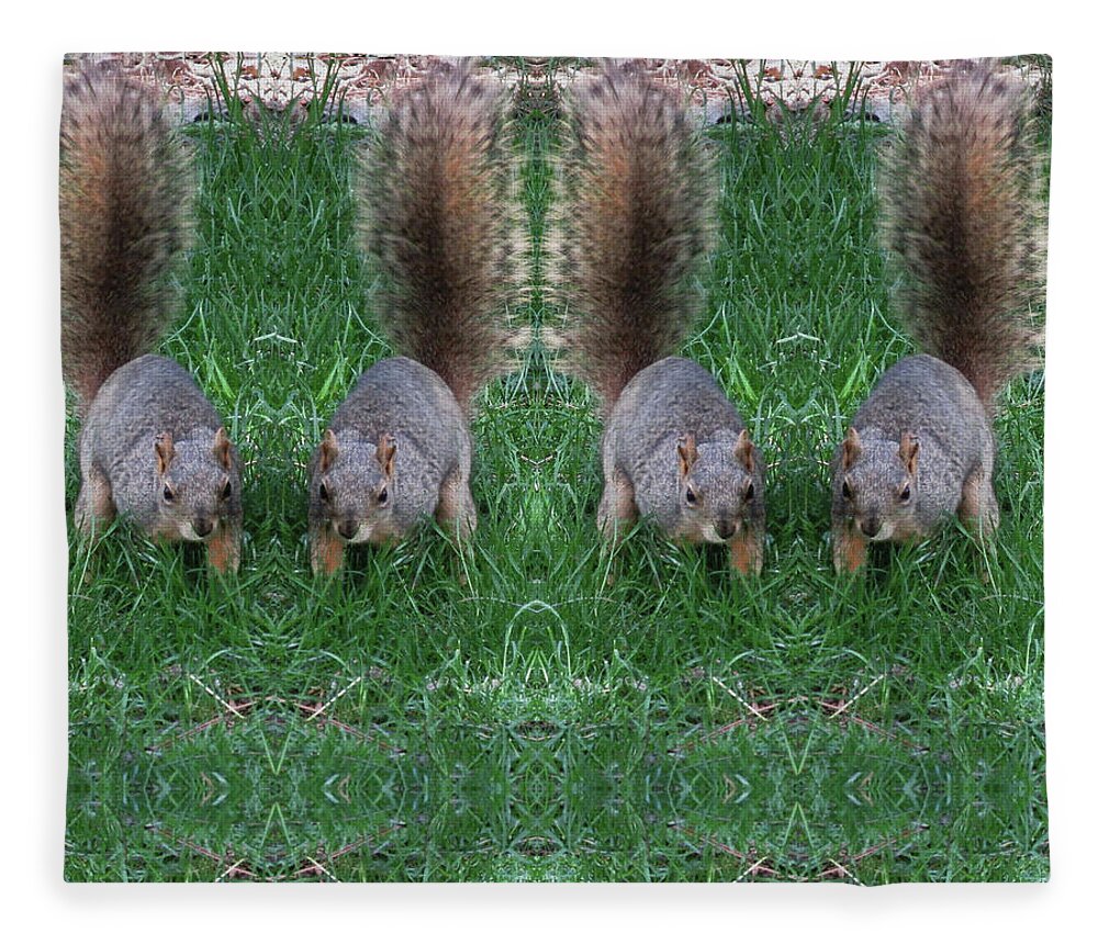 Squirrels Fleece Blanket featuring the digital art Advancing Army of Squirrels by Julia L Wright