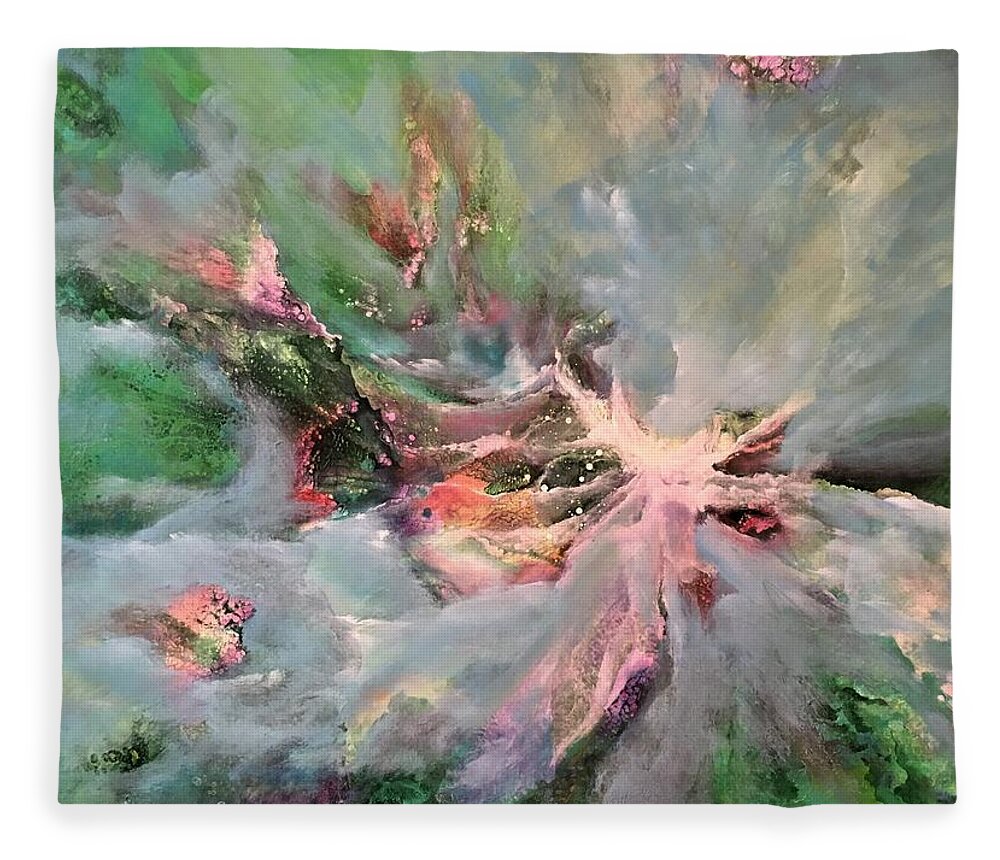 Abstract Fleece Blanket featuring the painting Affinity by Soraya Silvestri