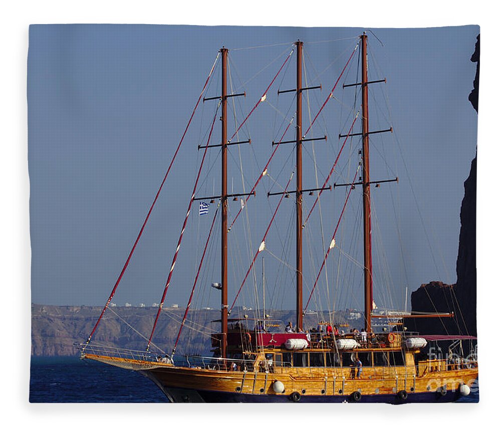 Santorini Fleece Blanket featuring the photograph Afroditi by Jeremy Hayden