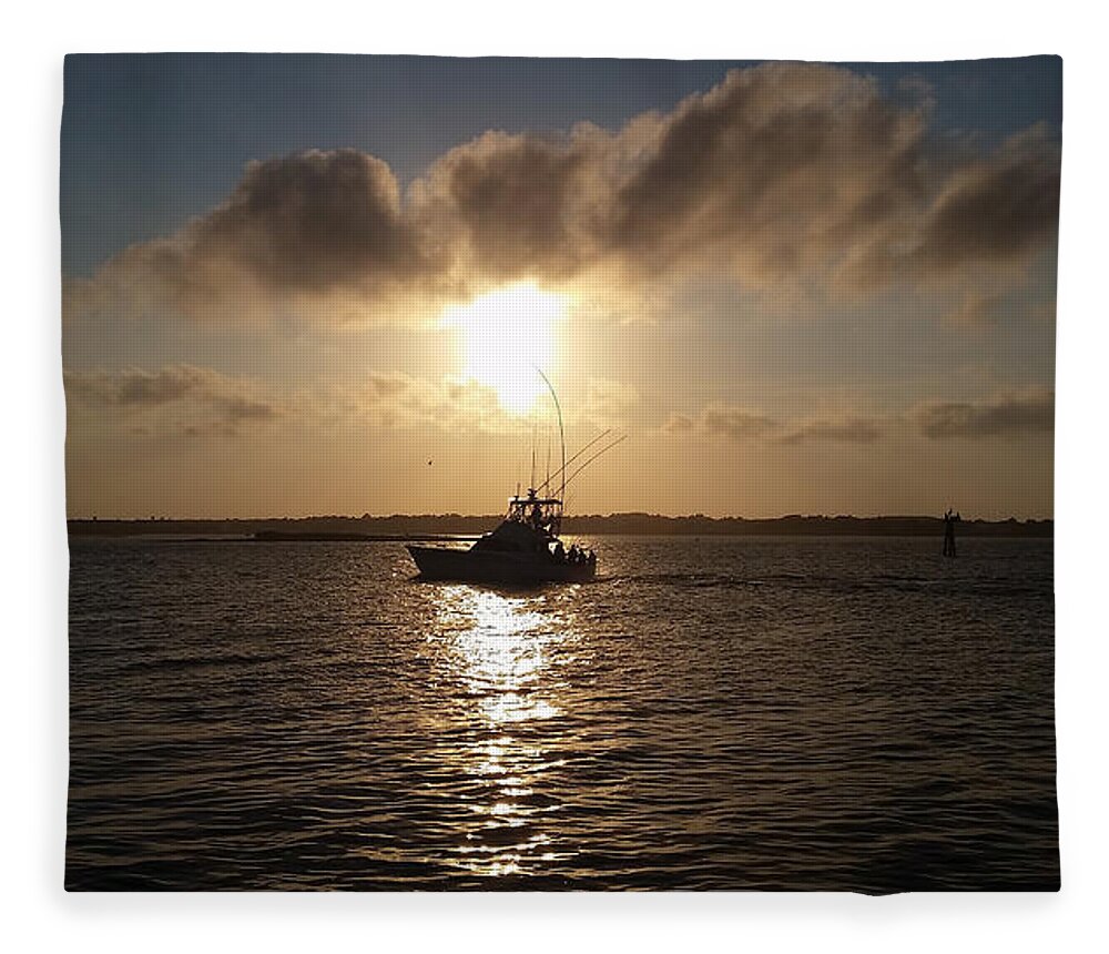 Sports Fleece Blanket featuring the photograph After A Long Day Of Fishing by Robert Banach