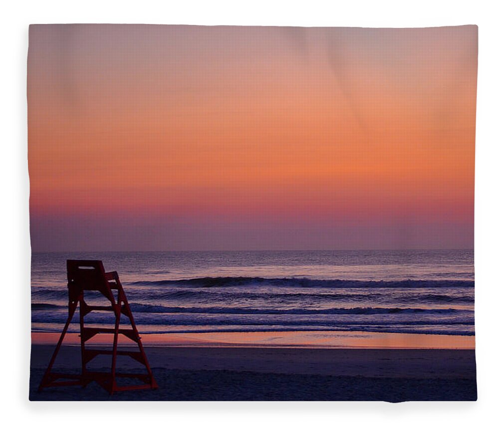 Beach Fleece Blanket featuring the photograph Afterglow Lifeguard by Bradley Dever