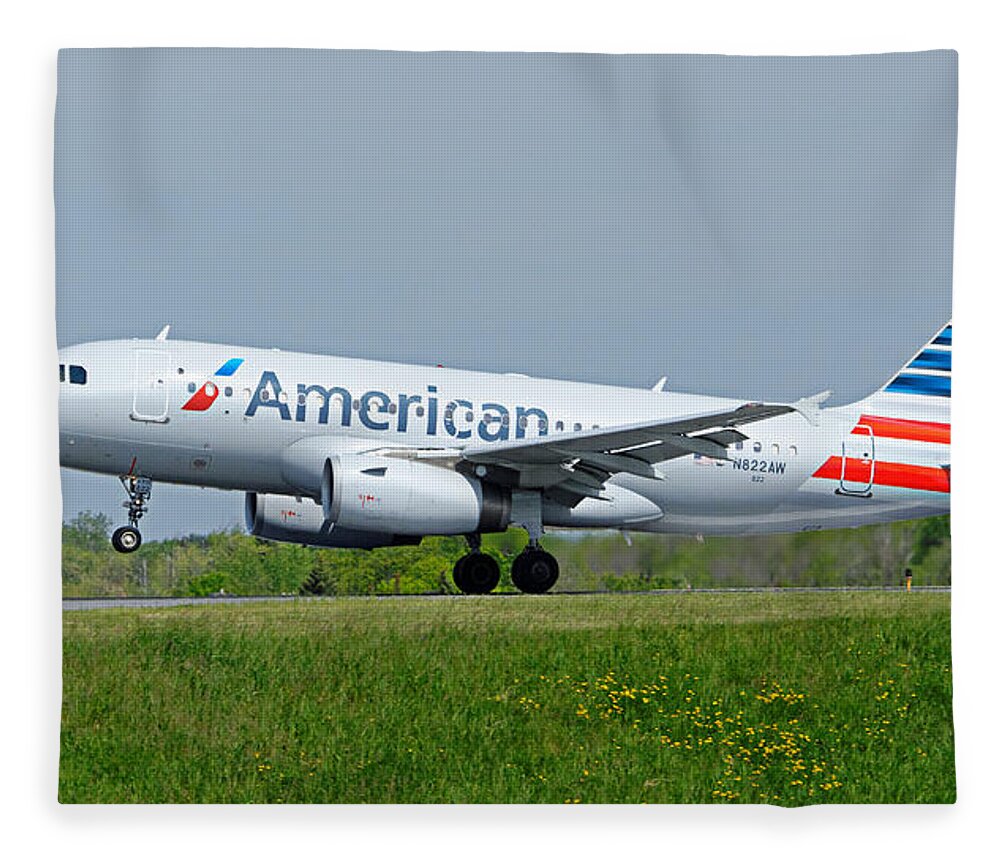 Airbus Fleece Blanket featuring the photograph Airbus A319 by Guy Whiteley