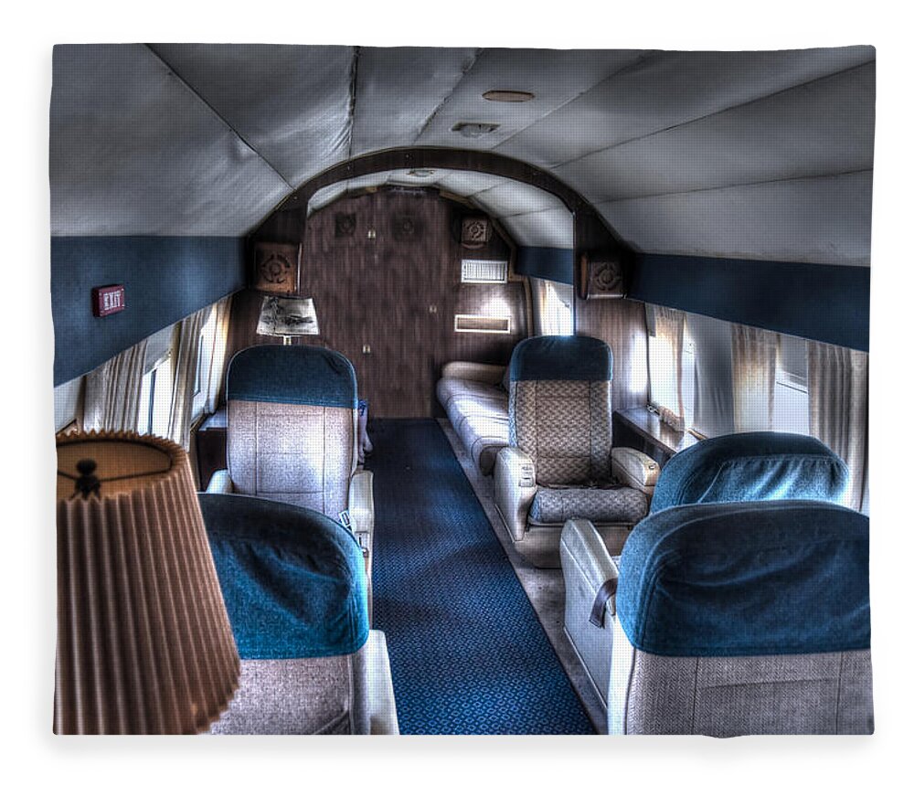 Beech Model 18 Fleece Blanket featuring the photograph Airplane Interior by Richard Gehlbach