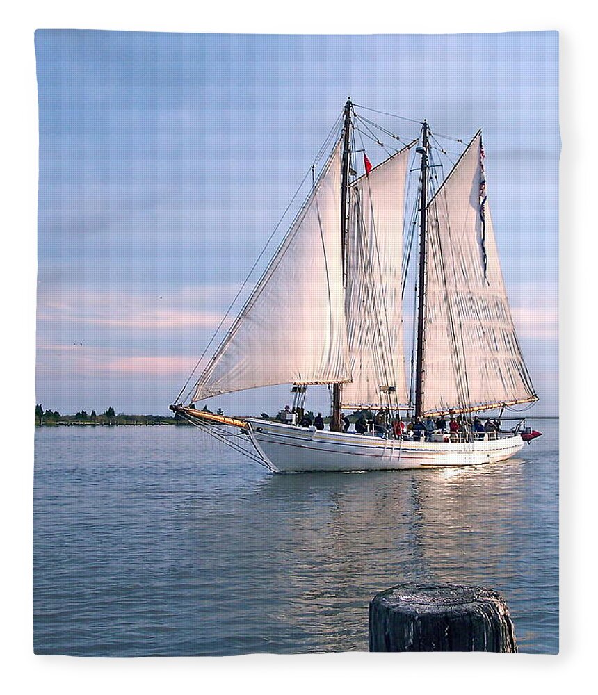 Aj Meerwald Fleece Blanket featuring the photograph AJ Meerwald Sailing Up River by Nancy Patterson