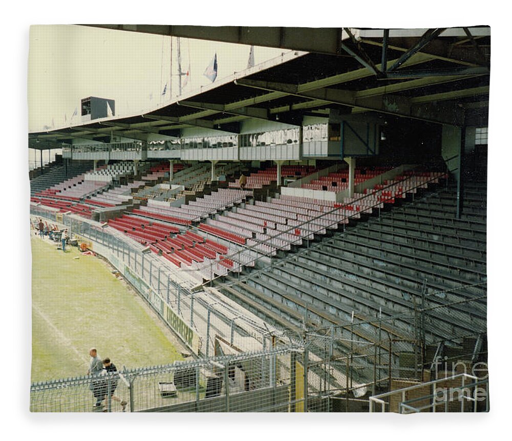 Ajax Fleece Blanket featuring the photograph Ajax Amsterdam - De Meer Stadion - South Side Main Grandstand 2 - April 1996 by Legendary Football Grounds