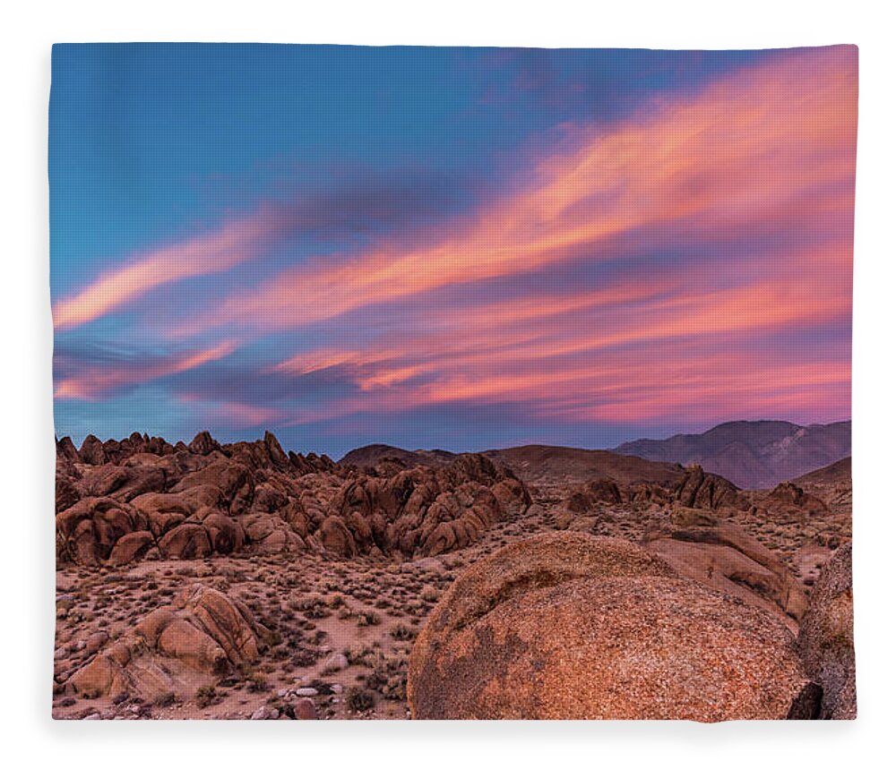 Scenery Fleece Blanket featuring the photograph Alabama Hills Sunset by Jody Partin