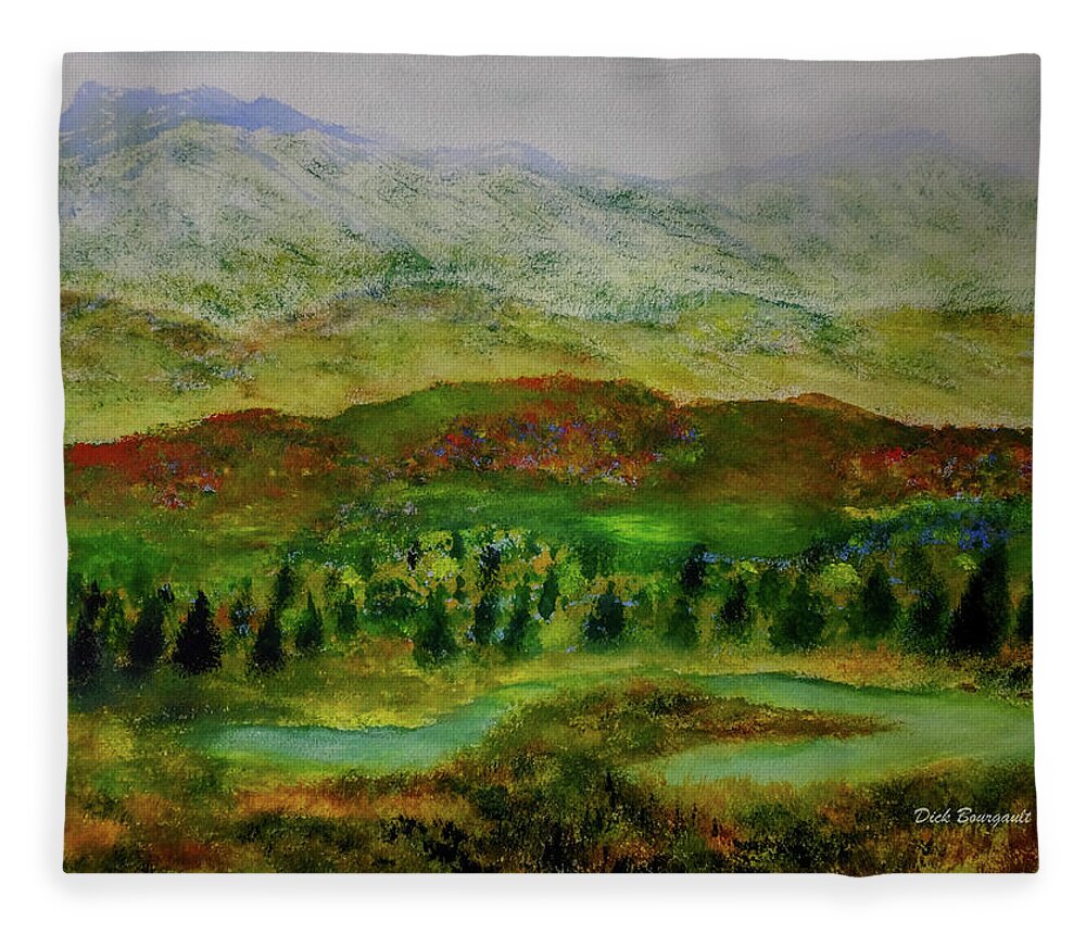 Mountains Fleece Blanket featuring the painting Alaskan Autumn by Dick Bourgault