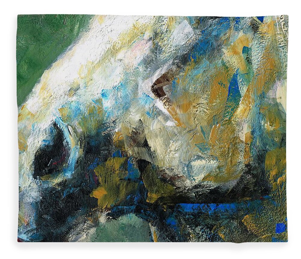 Horses Fleece Blanket featuring the painting Alerted by Frances Marino