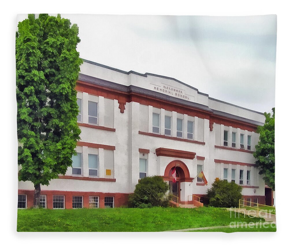 Marysville Fleece Blanket featuring the photograph Alexander Gibson Memorial School by Carol Randall