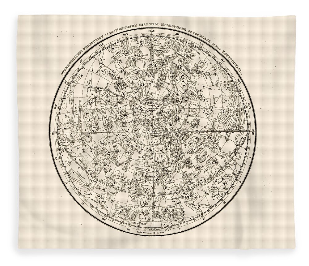 ‘celestial Maps’ Collection By Serge Averbukh Fleece Blanket featuring the digital art Alexander Jamieson's Celestial Atlas - Northern Hemisphere by Serge Averbukh