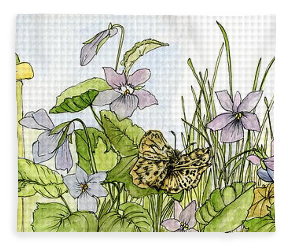 Spring Fleece Blanket featuring the painting Alive in a Spring Garden by Laurie Rohner