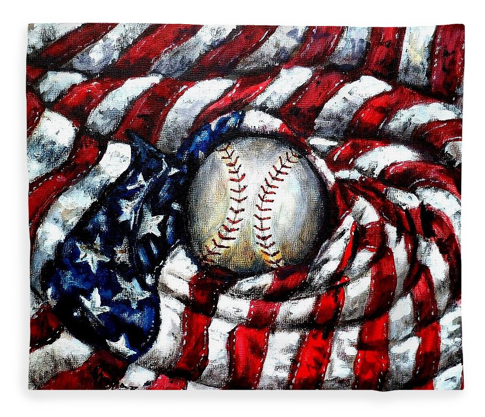 America Fleece Blanket featuring the painting All American by Shana Rowe Jackson