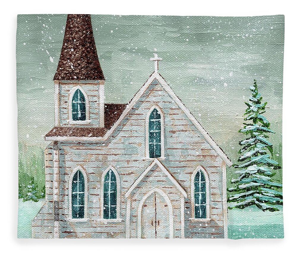 Winter Fleece Blanket featuring the painting All is Calm by Annie Troe