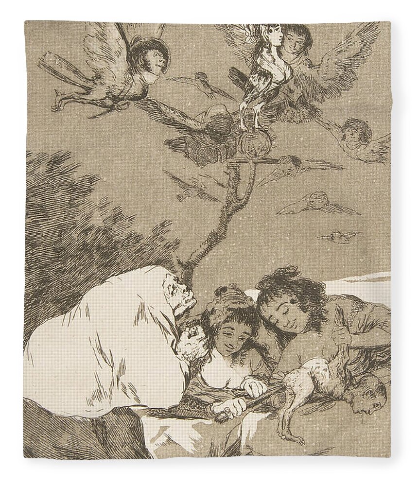 Spanish Art Fleece Blanket featuring the relief All will fall by Francisco Goya