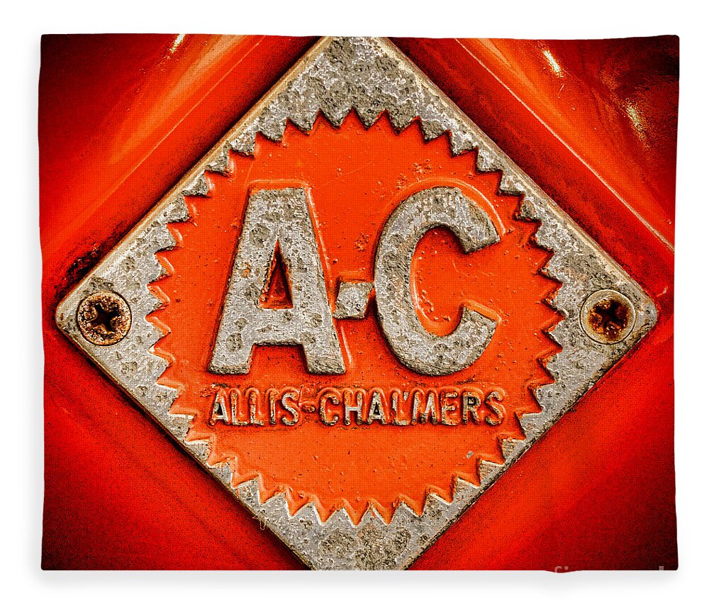 Allis Fleece Blanket featuring the photograph Allis Chalmers Badge by Olivier Le Queinec