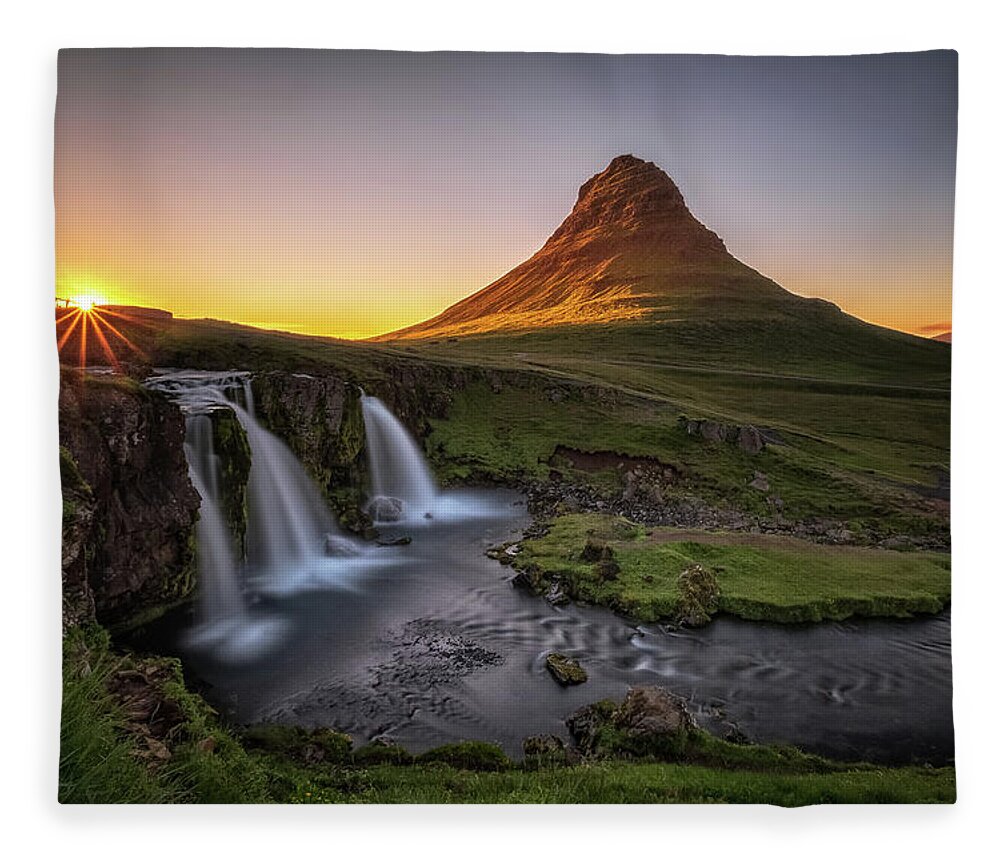 Iceland West Region Fleece Blanket featuring the photograph Almost Midnight by Neil Shapiro