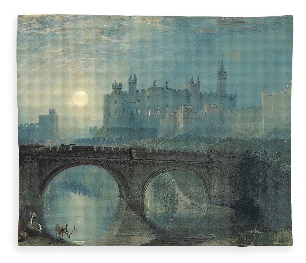 English Painters Fleece Blanket featuring the painting Alnwick Castle by Joseph Mallord William Turner