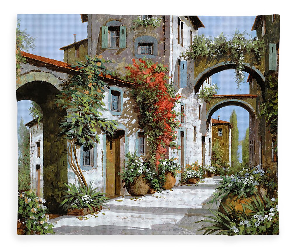 Arches Fleece Blanket featuring the painting Altri Archi by Guido Borelli