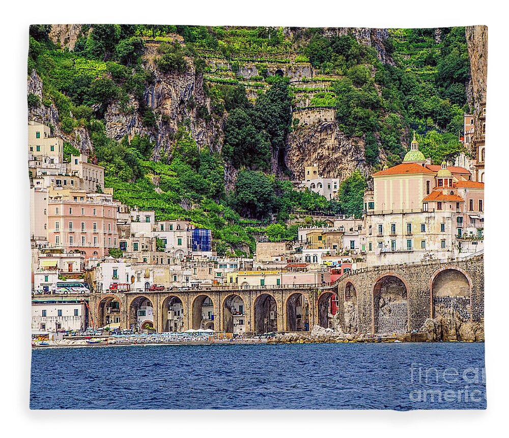 Amalfi Town Fleece Blanket featuring the photograph Amalfi by Maria Rabinky