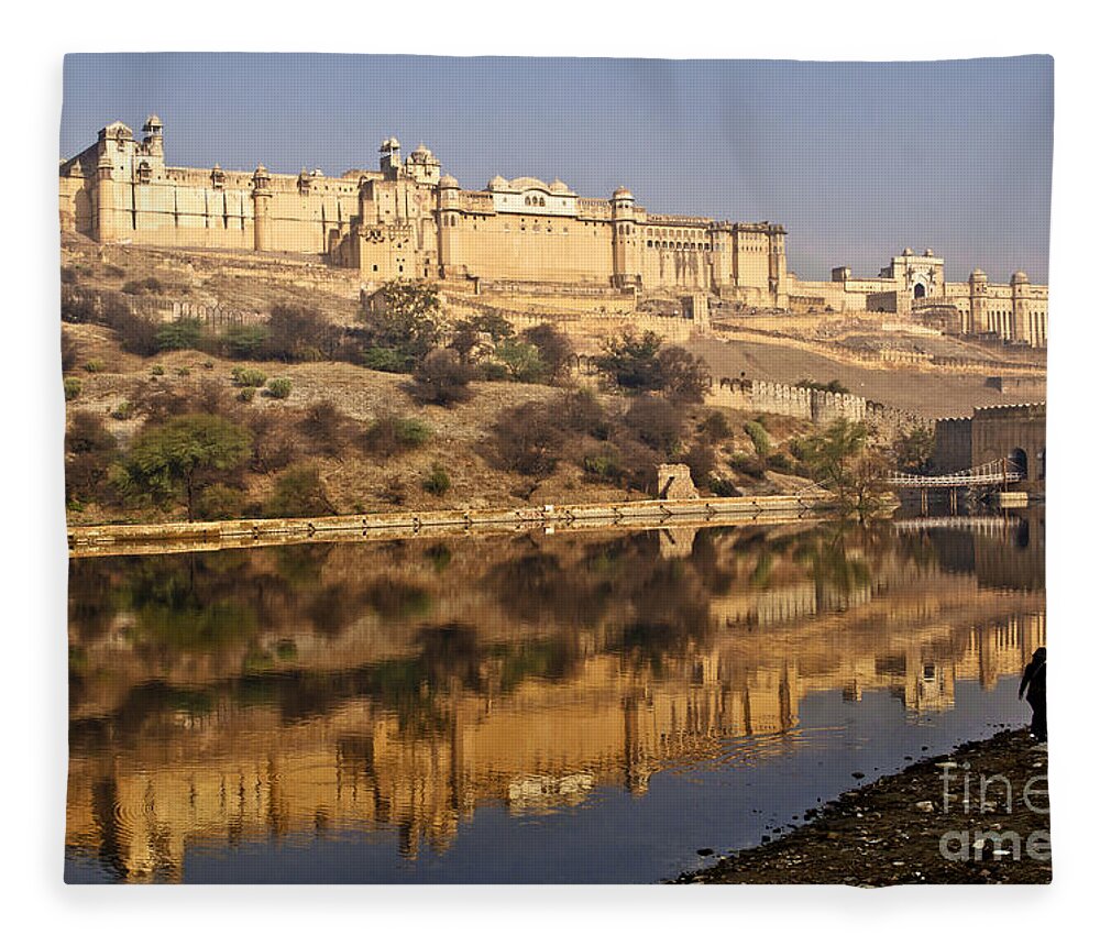 Amber Fort Fleece Blanket featuring the photograph Amber Fort by Elena Perelman