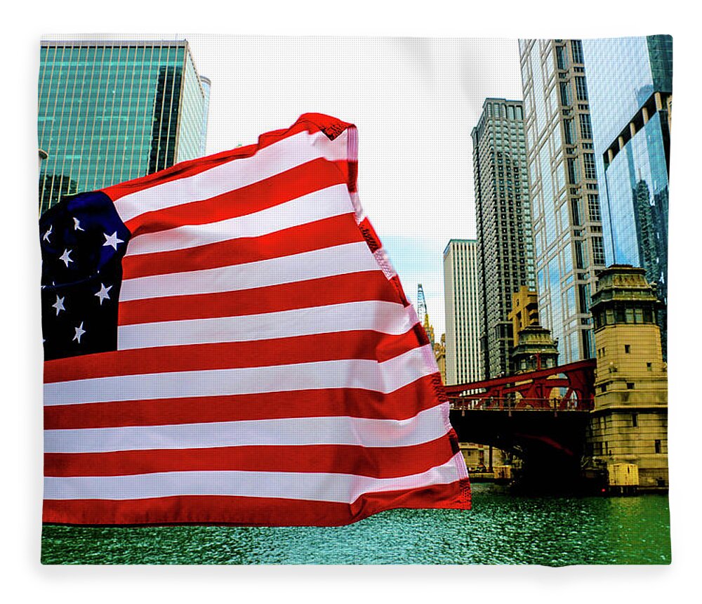 Chicago Fleece Blanket featuring the photograph American Chi by D Justin Johns