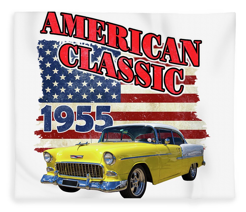 Car Fleece Blanket featuring the photograph American Classic 1955 by Keith Hawley