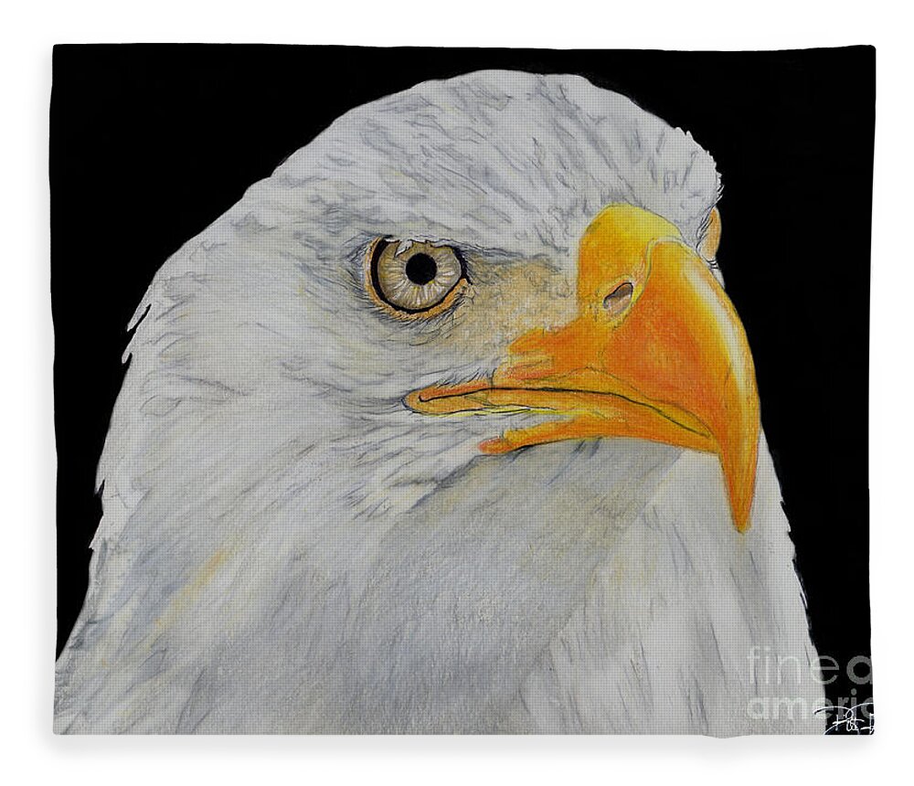 Eagle Fleece Blanket featuring the drawing American Eagle by Bill Richards